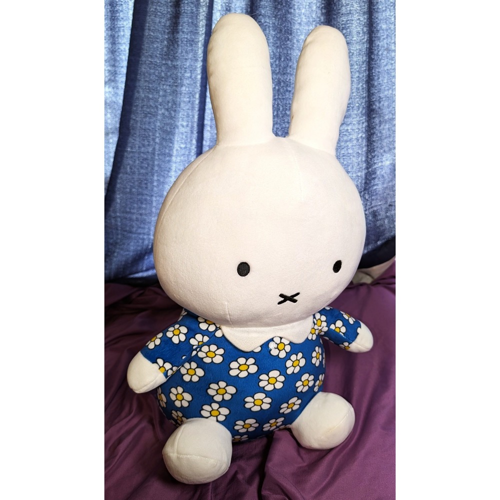 Miffy Blue Flower Dress 20" Plush NEW w/Tags Round 1 Exclusive White Bunny